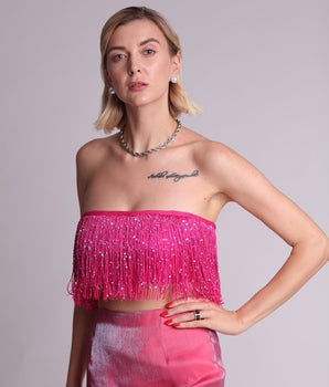 Fringed Pink Silk Set