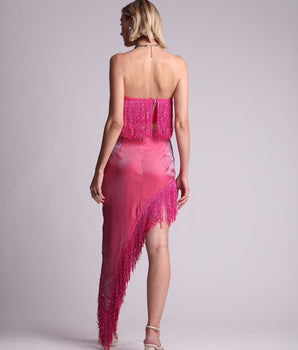 Fringed Pink Silk Set