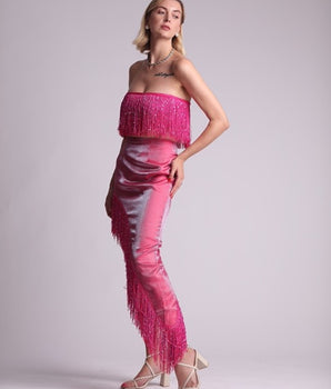 Fringed Pink Silk Set