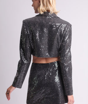 Sparkling Black Skirt Suit